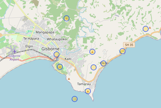 Trig stations query results